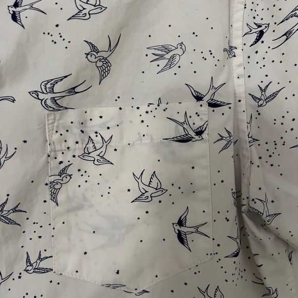 Denim & Flower Sparrow Print Button Down Shirt - Picture 4 of 5